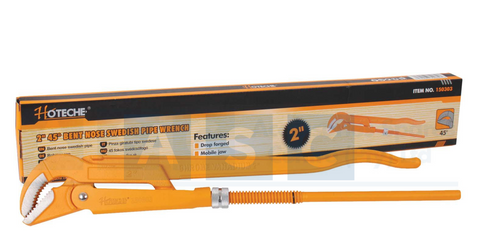 PIPE WRENCH 45 DEG. BENT NOSE 50MM SWEDISH STYLE 45# Carbon Steel DISCONTI