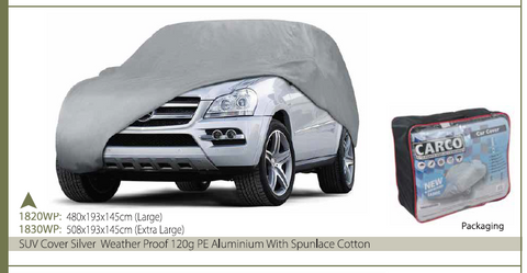 CAR COVER SILVER LARGE W/PROOF
