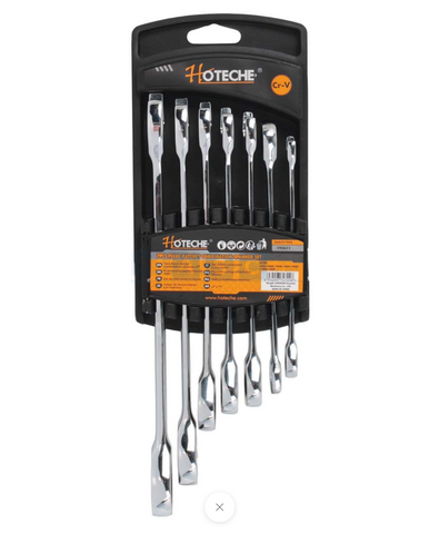 RATCHET SPANNER SET 7PC CV 8/10/12/13/1417/19MM 72TEETH