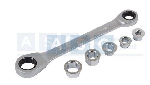 RATCHET SPANNER DOUBLE HEAD UNIV.6PCS material:CRV 5pcs socket size:8-10-12-13