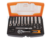 SOCKET SET 37PC 1/4DR.W/RATCHET Socket: 4/4.5/5/ 5.5/ 6 to 13mm. deep so