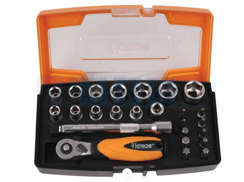 SOCKET SET 25PC 1/4DR.W/RATCHET Socket: 4/4.5/5/ 5.5/ 6 to 13mm.