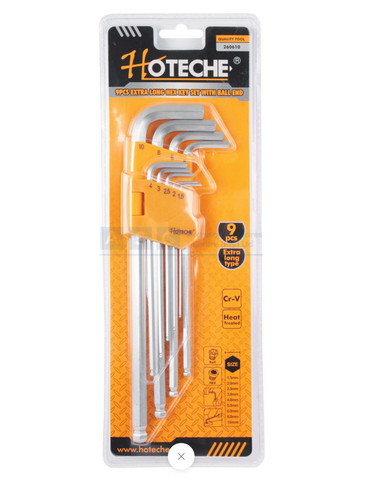 9PCS BALL POINT HEX KEY WRENCH Cr-VSatin Finished Size:1.5-2-2.5-3-4-5-