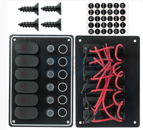 PANEL SWITCH 6WAY 12V WATERPROOF IP65
