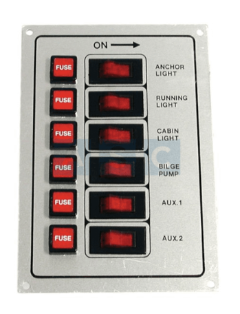 SWITCH PANEL 6 SWITCH W/FUSE SILVER