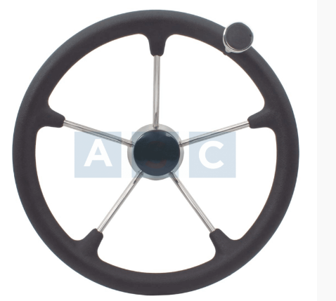 STEERING 316SS W/PU FOAM & KNOB 135 BLK