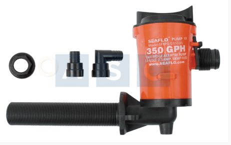 LIVEWELL PUMP 350GPH 12V 2AMPS