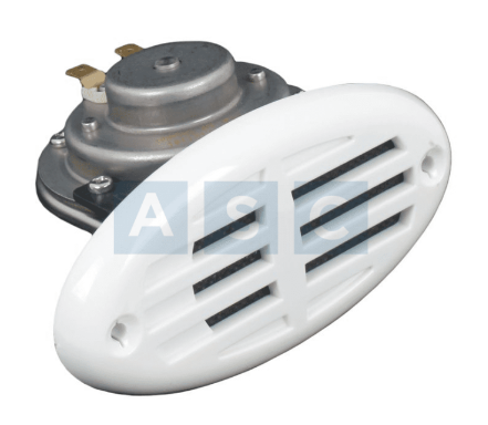 MARINE HOOTER SS 12V W/WHITE GRILLE