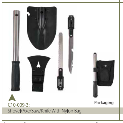 SHOVEL.AXE.SAW.KNIFE W/NYLON BAG
