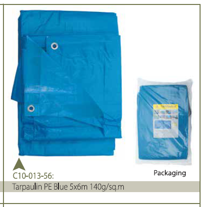 TARPAULIN PE BLUE 5X6M 140G/SQ.M