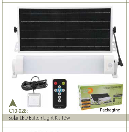 SOLAR LED BATTEN LIGHT KIT 12W