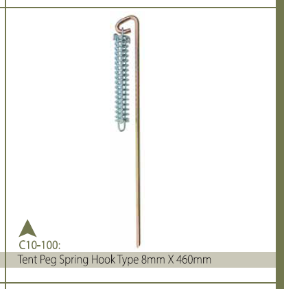 TENT PEG SPRING HOOK TYPE 8MM X 460MM