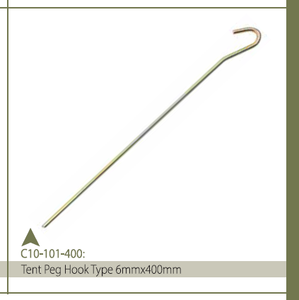 TENT PEG HOOK TYPE 6MMX400MM