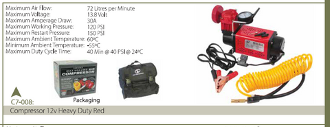 COMPRESSOR 12V H/DUTY RED