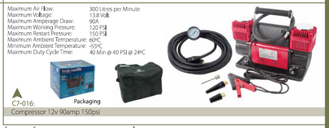 COMPRESSOR 12V 90AMP 150PSI