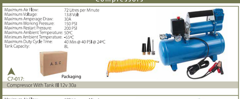 COMPRESSOR 12V 90AMP 150PSI
