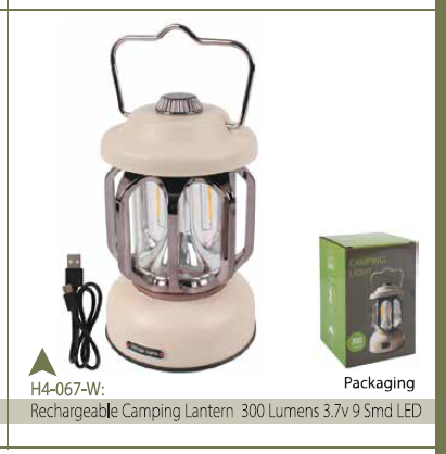 CAMPING LANTERN 250LM 3.7V 9 SMD W/3