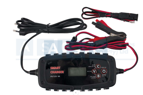 BATTERY CHARGER AUTOMATIC 6/12V 4AMP LEAD ACID/MAINTENANCE-FREE/ AGM/