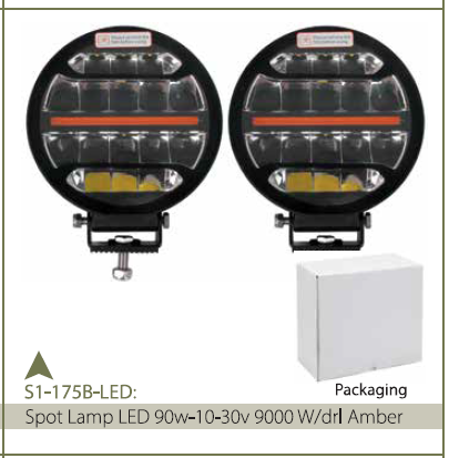 SPOT LAMP LED /DRL AMBER 90W-10-30V 9000