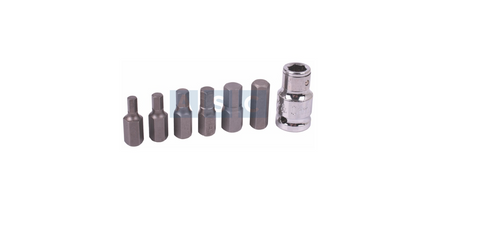 HEX BIT SET 1/2 DRIVE 7PCS 7PC HEX (5-6-7-8-10-12 & ADAPTOR)