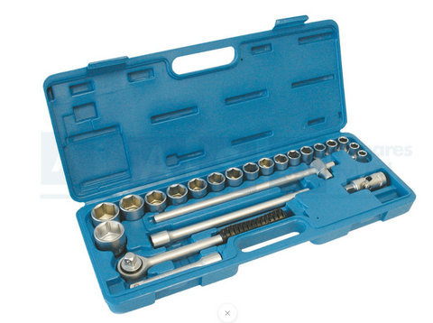 SOCKET SET 23PC 6PT.PROF.BLOWMOULD CASE chrome vanadium steel / hardened & tempe